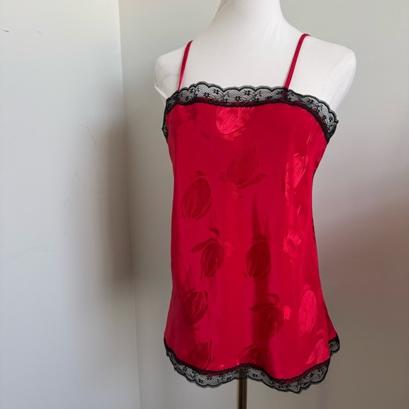 Y2K Red Rose Lace Camisole | Vintage Satin Tank Top | Fairycore Lingerie Style - Picture 4 of 6